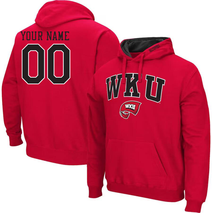 Custom Western Kentucky Hilltoppers Name And Number Hoodies-Red Custom Western Kentucky Hilltoppers Name And Number Hoodies-Red